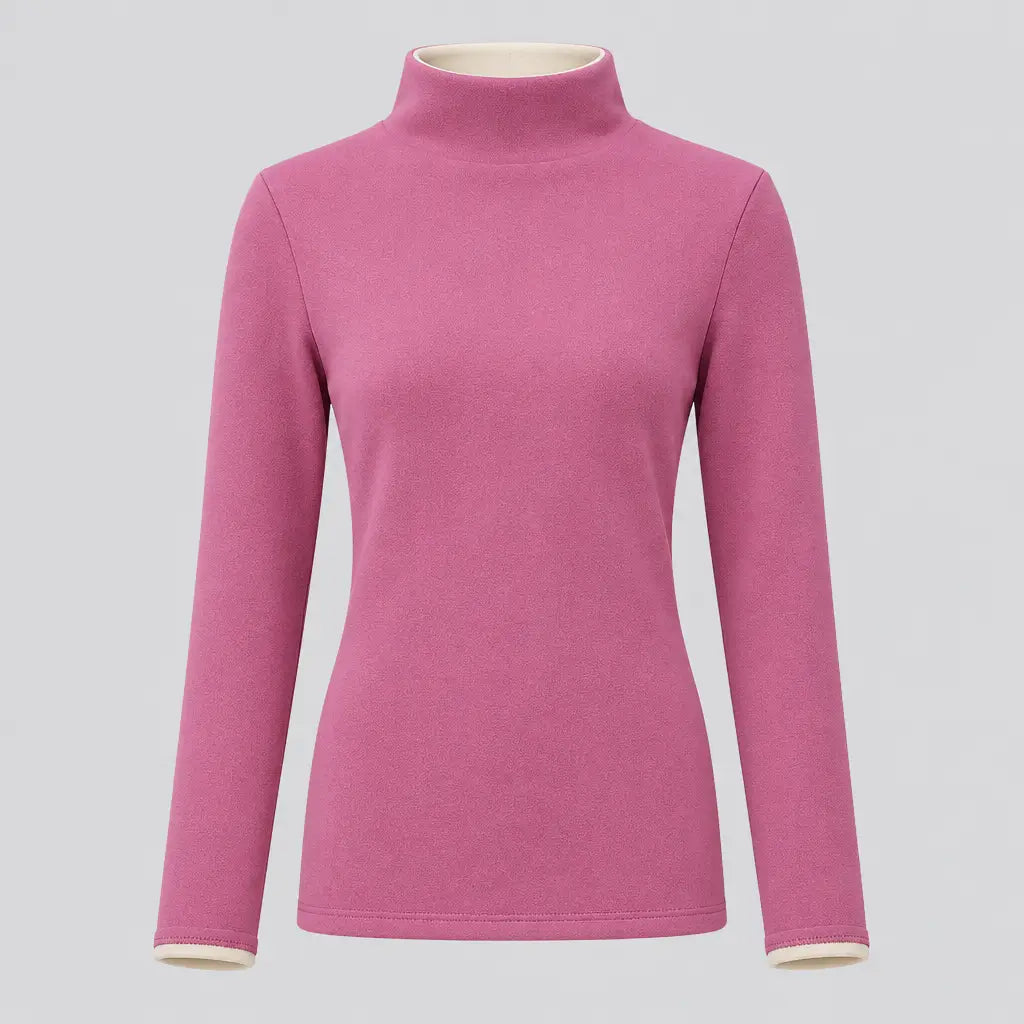 EKON Plush-Lined Mock Neck Thermal Top