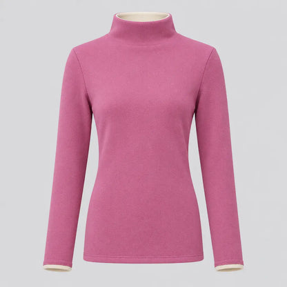 EKON Plush-Lined Mock Neck Thermal Top