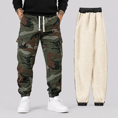 EKON Men’s Fleece-Lined Camo Cargo Pants