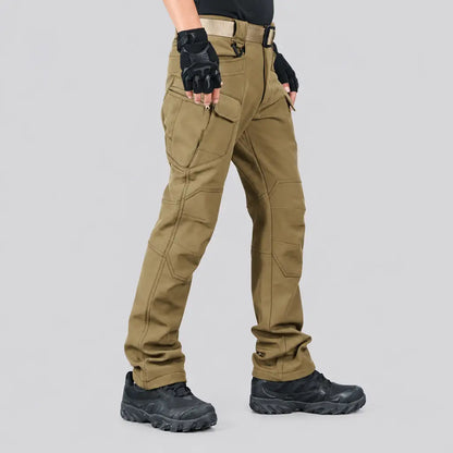 EKON Men’s Fleece-Lined Tactical Cargo Pants Khaki