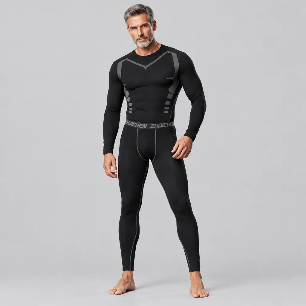 EKON Men’s Crewneck Fleece-Lined Thermal Set