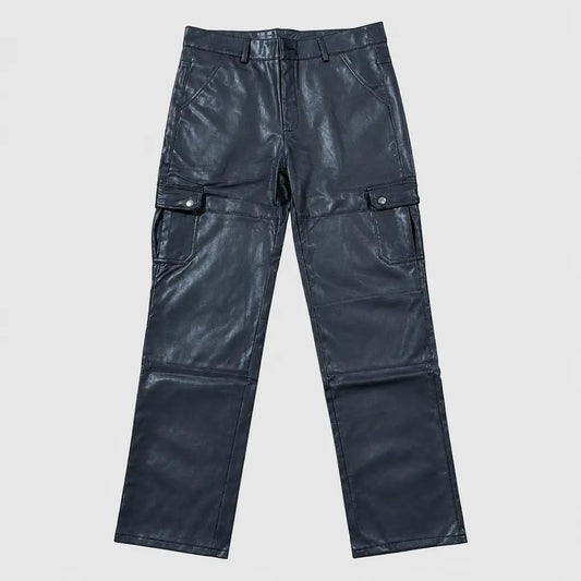 EKON Leather-Look Cargo Pants