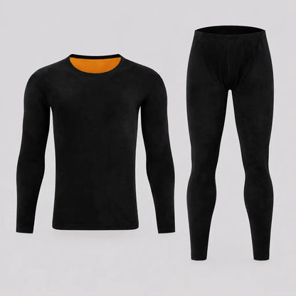 EKON Men’s Golden-Lined Crewneck Thermal Set Black.