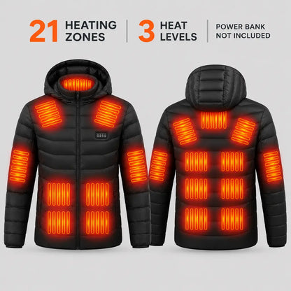 EKON Contour-Quilted 21-Zone Heated Hooded Jacket