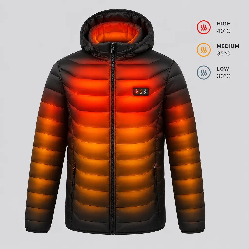 EKON Contour-Quilted 21-Zone Heated Hooded Jacket