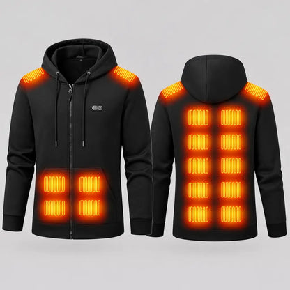 EKON Kangaroo-Pocket Heated Zip-Up Hoodie