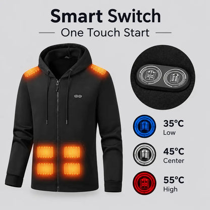 EKON Kangaroo-Pocket Heated Zip-Up Hoodie
