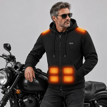 EKON Kangaroo-Pocket Heated Zip-Up Hoodie