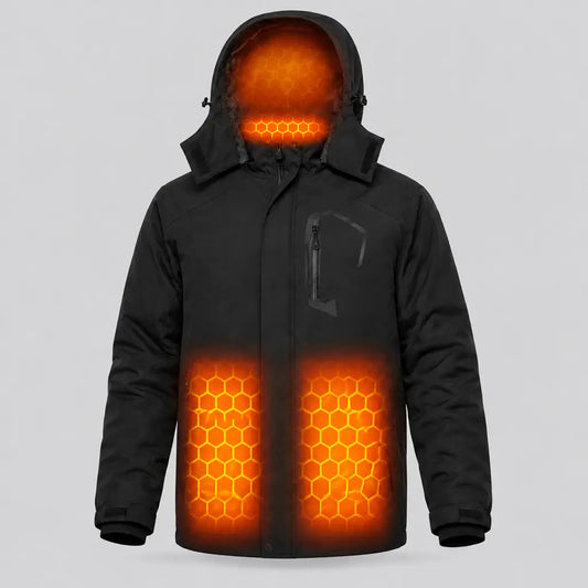 EKON Six-Zone Heated Hooded Outdoor Jacket Black