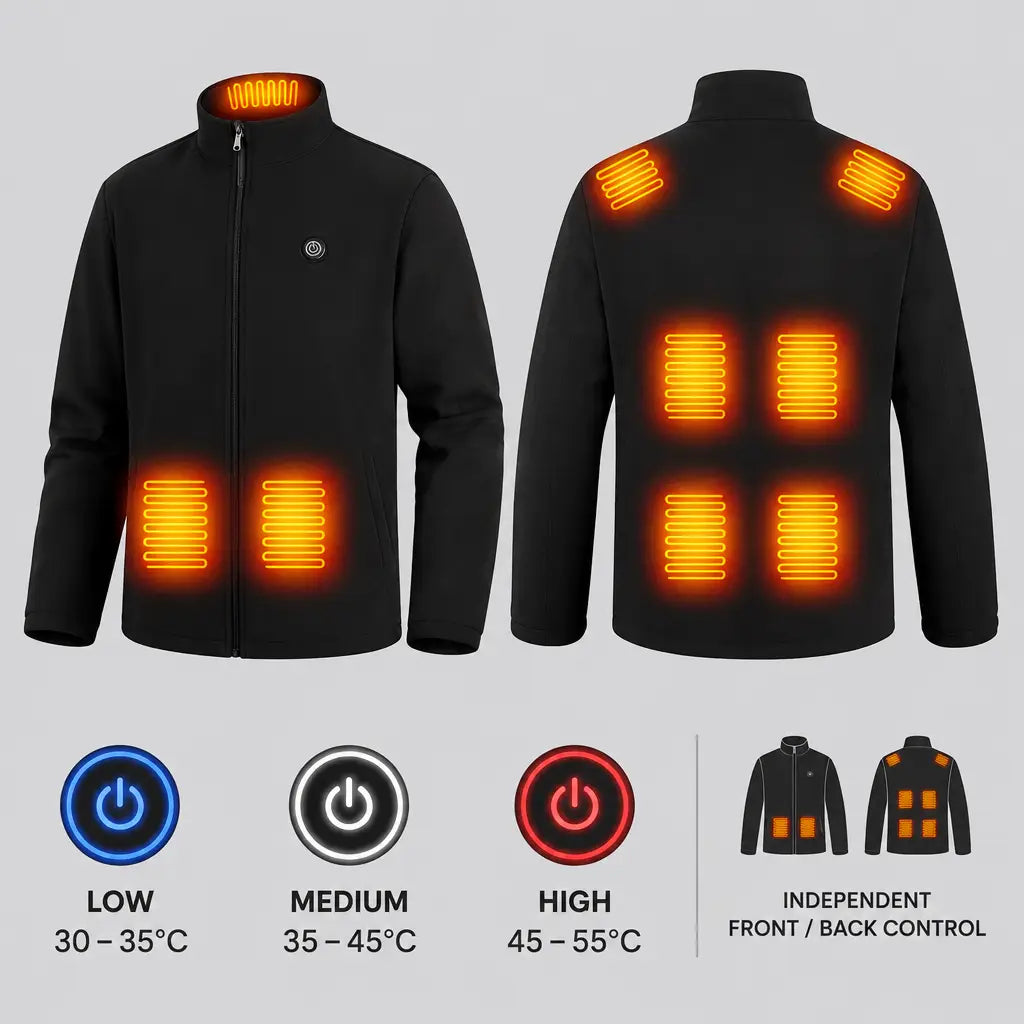 EKON Heated Stand-Collar Zip-Up Jacket