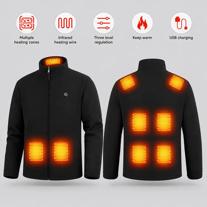 EKON Heated Stand-Collar Zip-Up Jacket