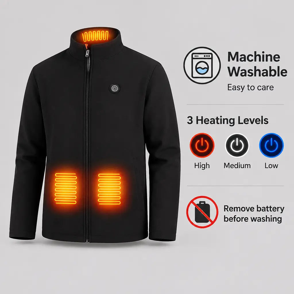 EKON Heated Stand-Collar Zip-Up Jacket