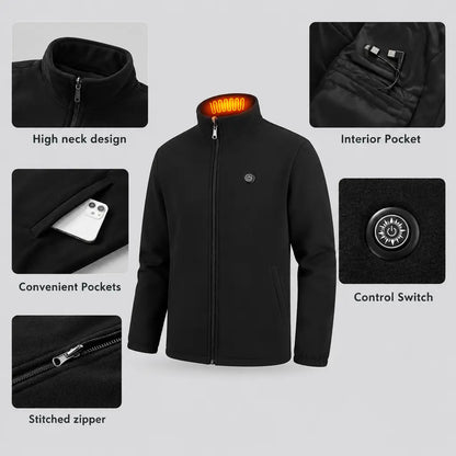 EKON Heated Stand-Collar Zip-Up Jacket