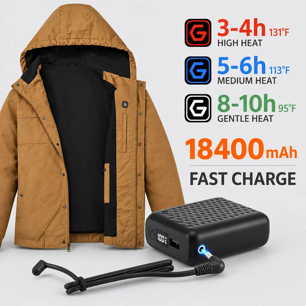 EKON Flap-Pocket Heated Hooded Jacket