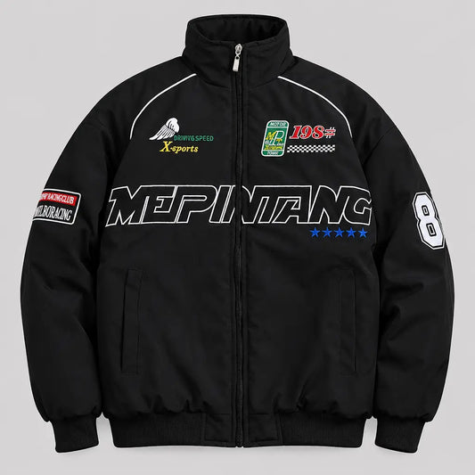 EKON Racing Patch Quilted-Lined Jacket Black