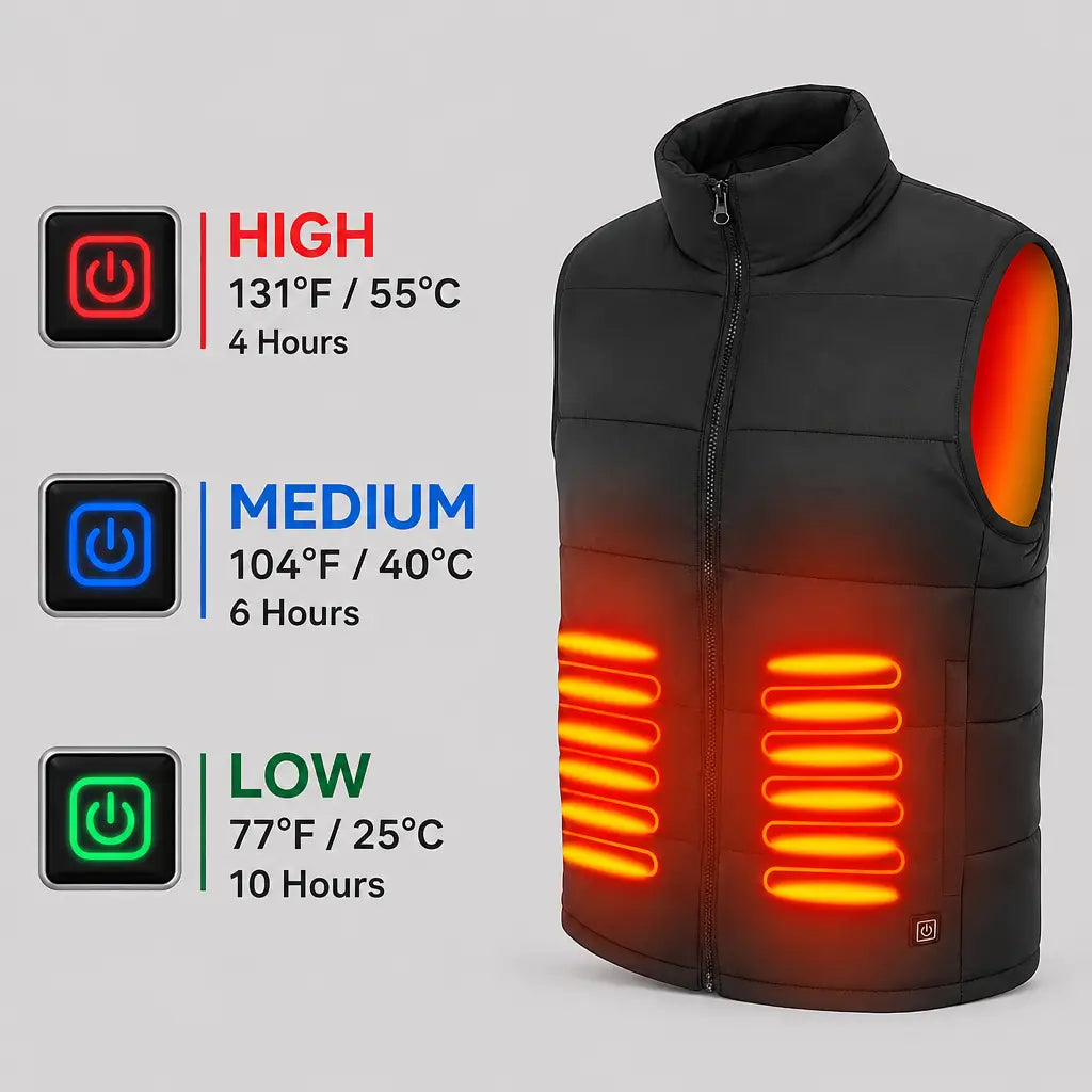 EKON Quilted Stand-Collar Heated Vest
