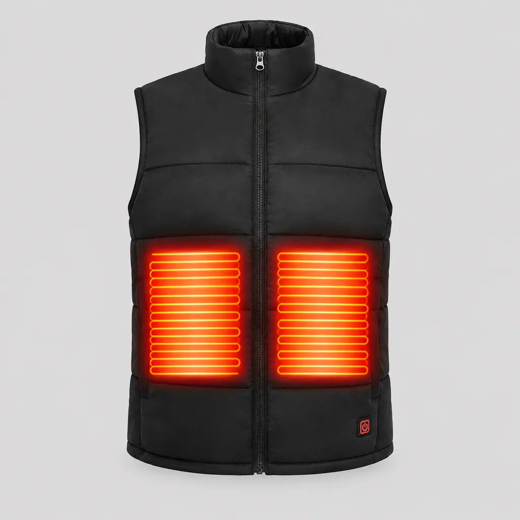 EKON Quilted Stand-Collar Heated Vest Black