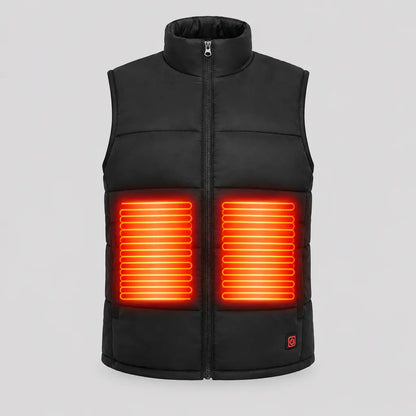 EKON Quilted Stand-Collar Heated Vest Black
