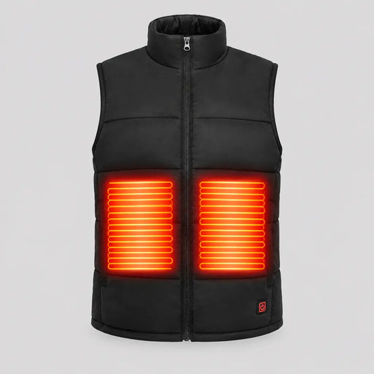 EKON Quilted Stand-Collar Heated Vest Black