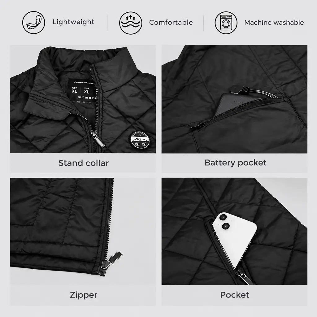 EKON Diamond-Quilted Six-Zone Heated Vest