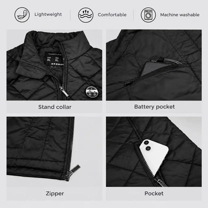 EKON Diamond-Quilted Six-Zone Heated Vest