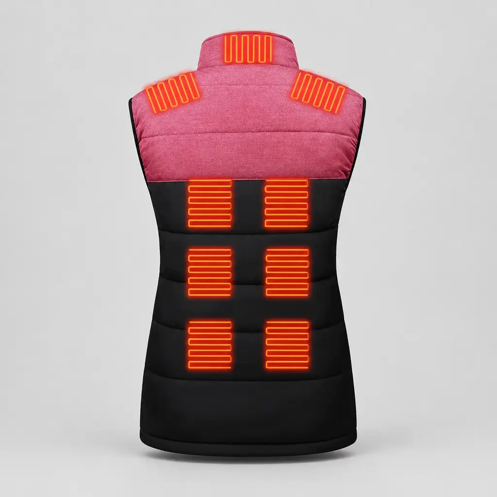 EKON Pink-Yoke Heated Stand-Collar Vest