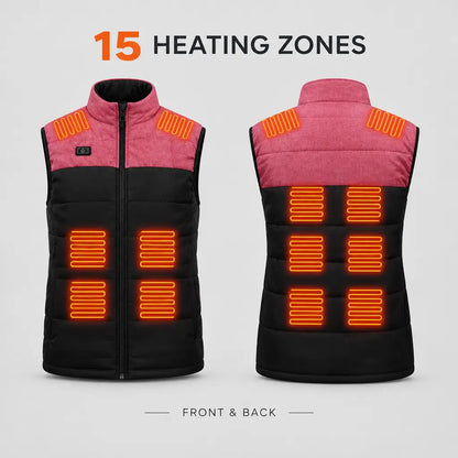EKON Pink-Yoke Heated Stand-Collar Vest