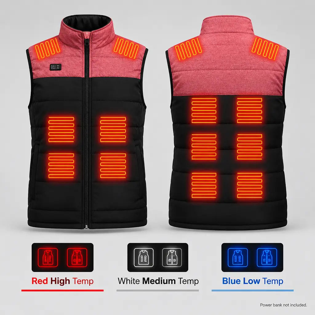 EKON Pink-Yoke Heated Stand-Collar Vest