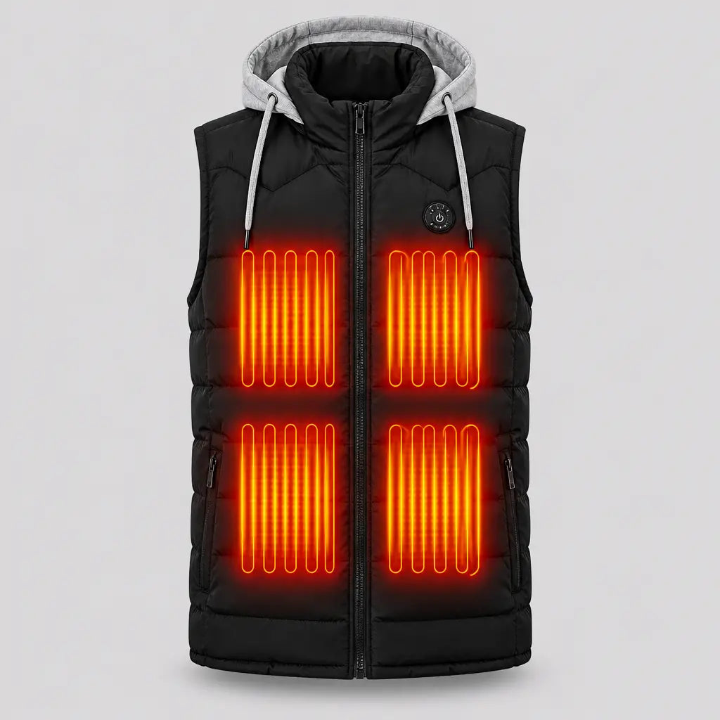 EKON Men’s Heated Vest with Removable Hood