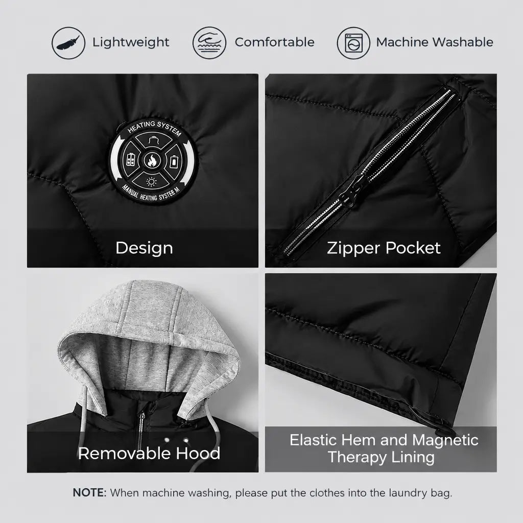 EKON Men’s Heated Vest with Removable Hood