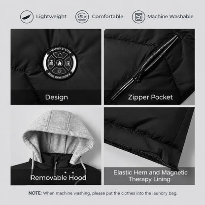 EKON Men’s Heated Vest with Removable Hood