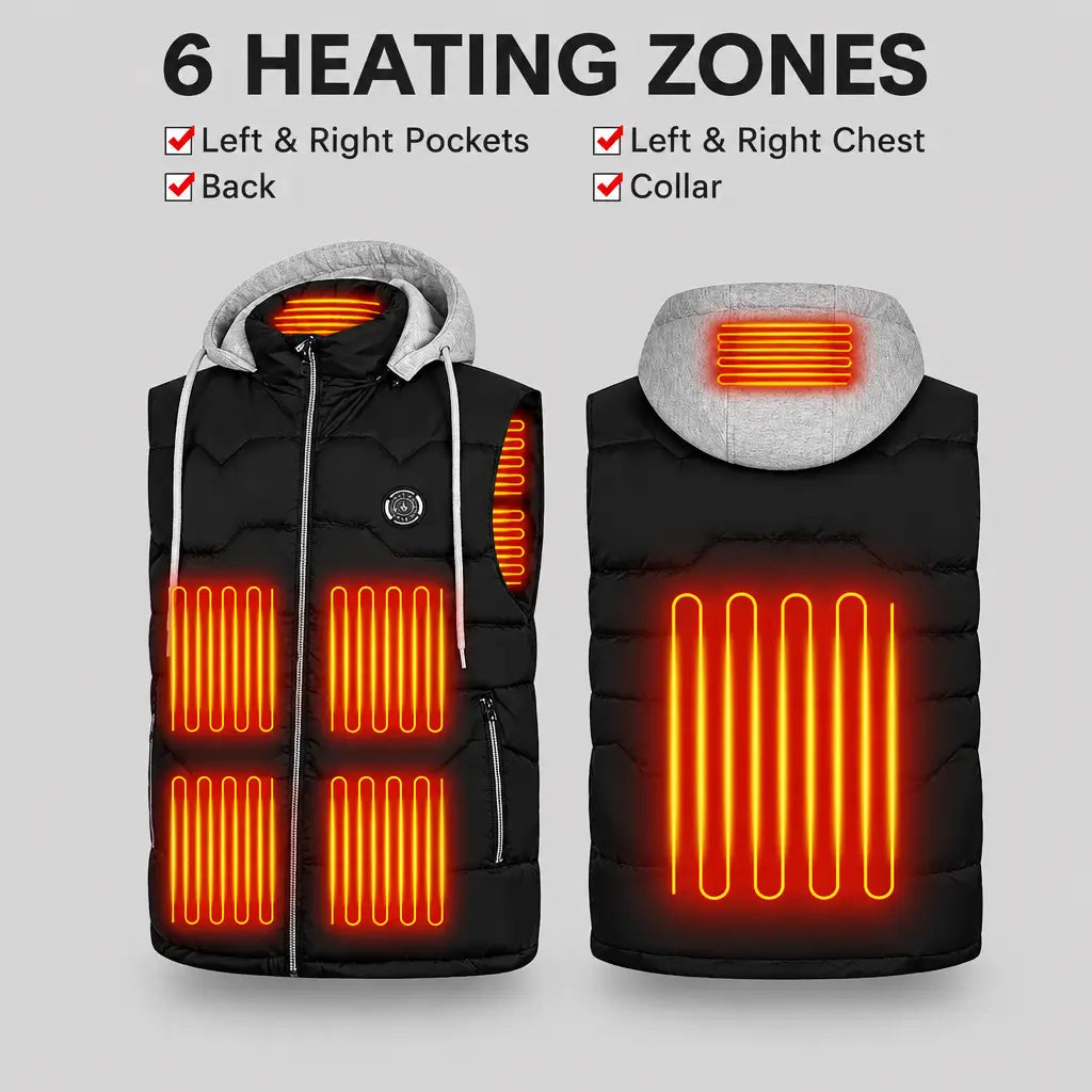 EKON Men’s Heated Vest with Removable Hood