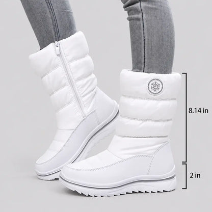 EKON Women’s Quilted Side-Zip Winter Boots White