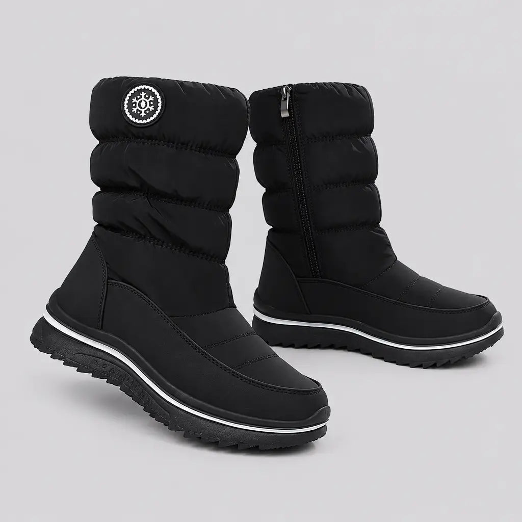 EKON Women’s Quilted Side-Zip Winter Boots Black