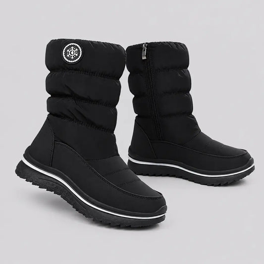 EKON Women’s Quilted Side-Zip Winter Boots Black