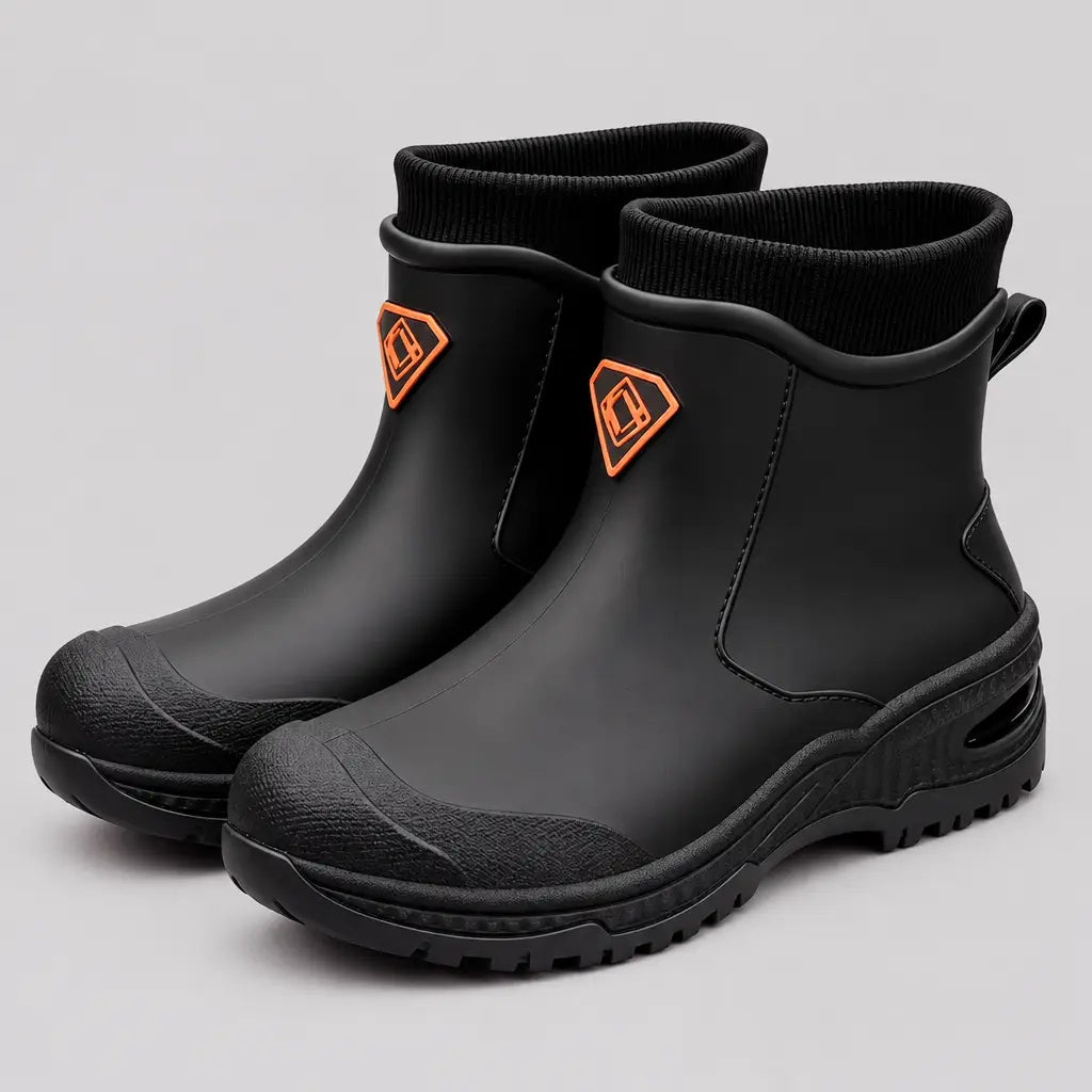EKON Winter Fleece-Lined Ankle Rain Boots Black