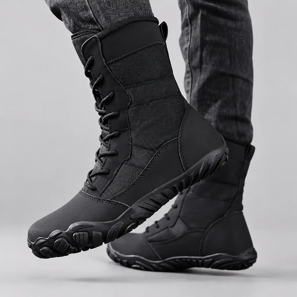 EKON Sculpted-Toe Lace-Up Biker Boots