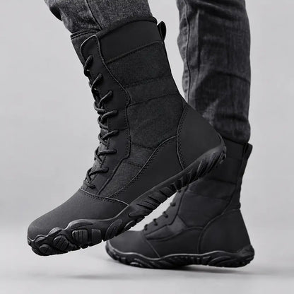 EKON Sculpted-Toe Lace-Up Biker Boots