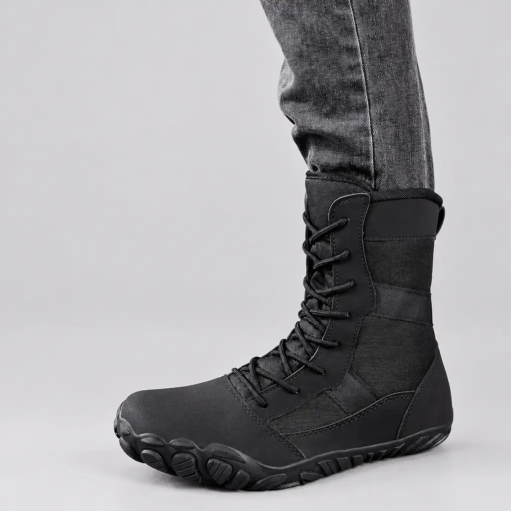 EKON Sculpted-Toe Lace-Up Biker Boots