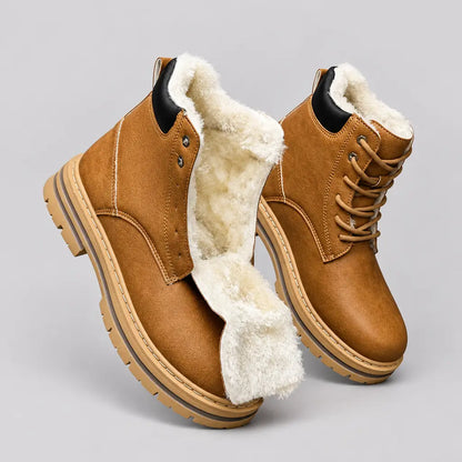 EKON Men’s Ultra Plush Lace-Up Winter Boots Khaki