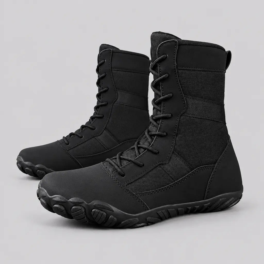 EKON Sculpted-Toe Lace-Up Biker Boots