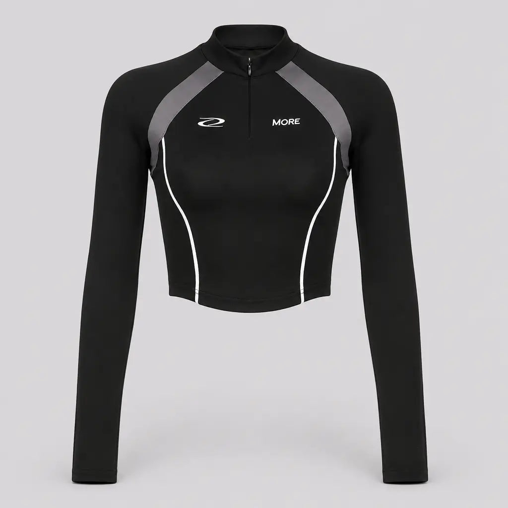 EKON Women’s Zip-Up Moto Crop Top