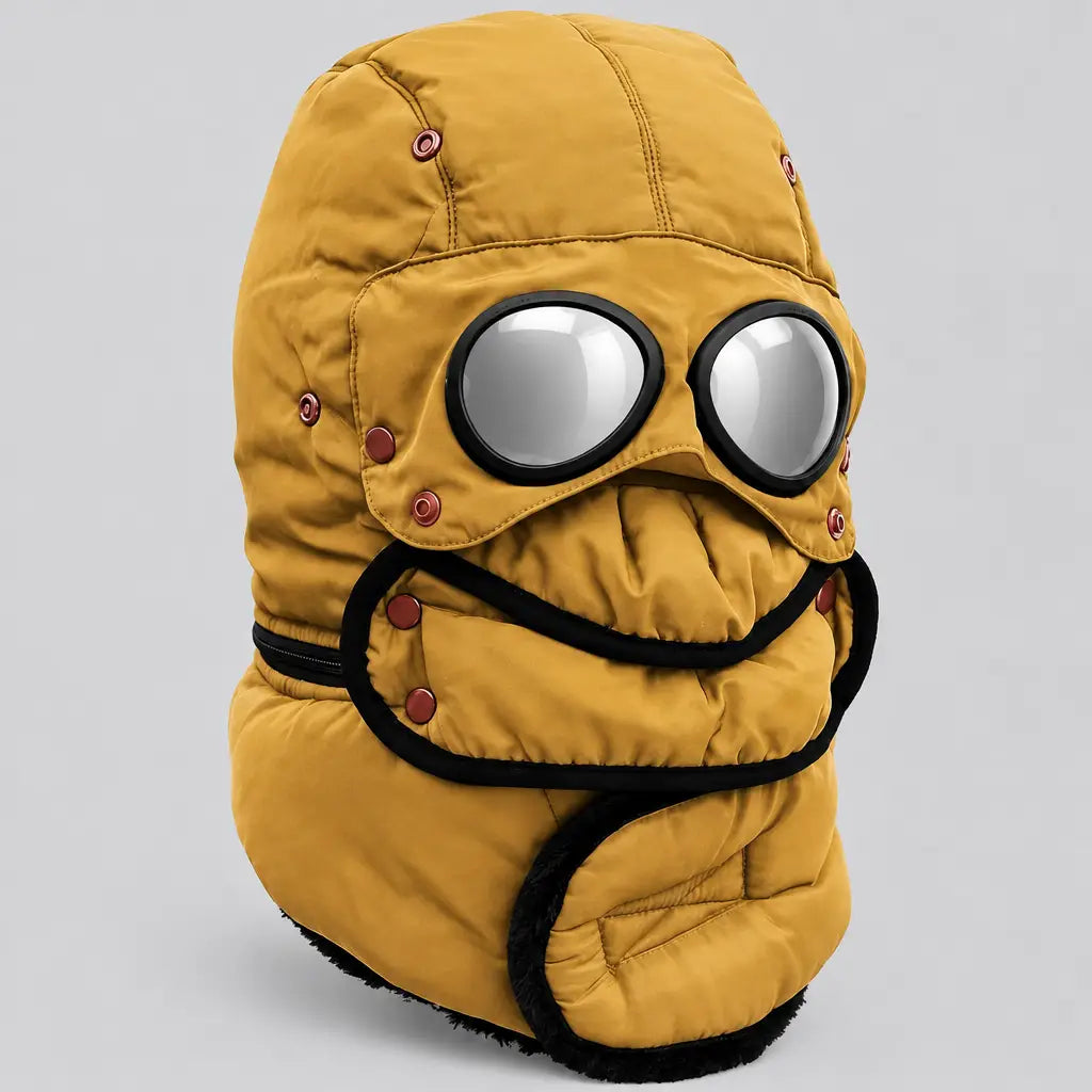 EKON Aviator Winter Hat & Face Mask Yellow