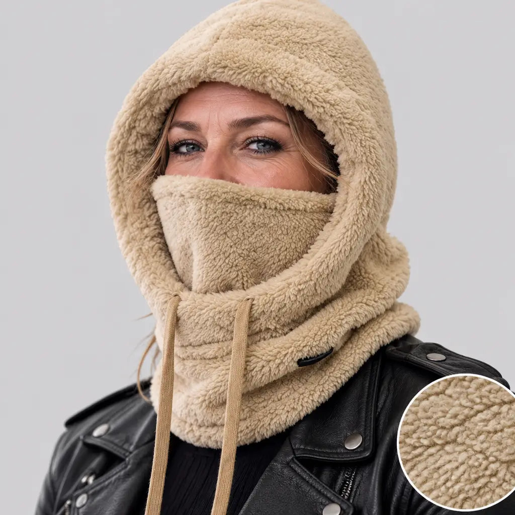 EKON CozyHood 3-in-1 Plush Winter Balaclava Beige