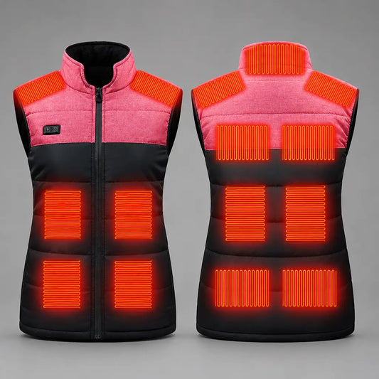 EKON Pink-Yoke Heated Stand-Collar Vest