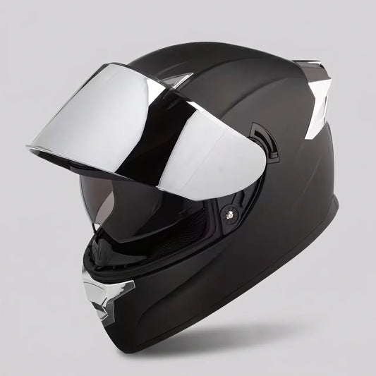 EKON Silver-Trim Dual Visor Helmet XL