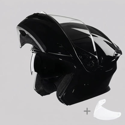 EKON Gloss Black Modular Riding Helmet XL