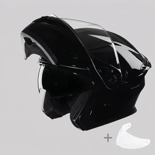 EKON Gloss Black Modular Riding Helmet XL