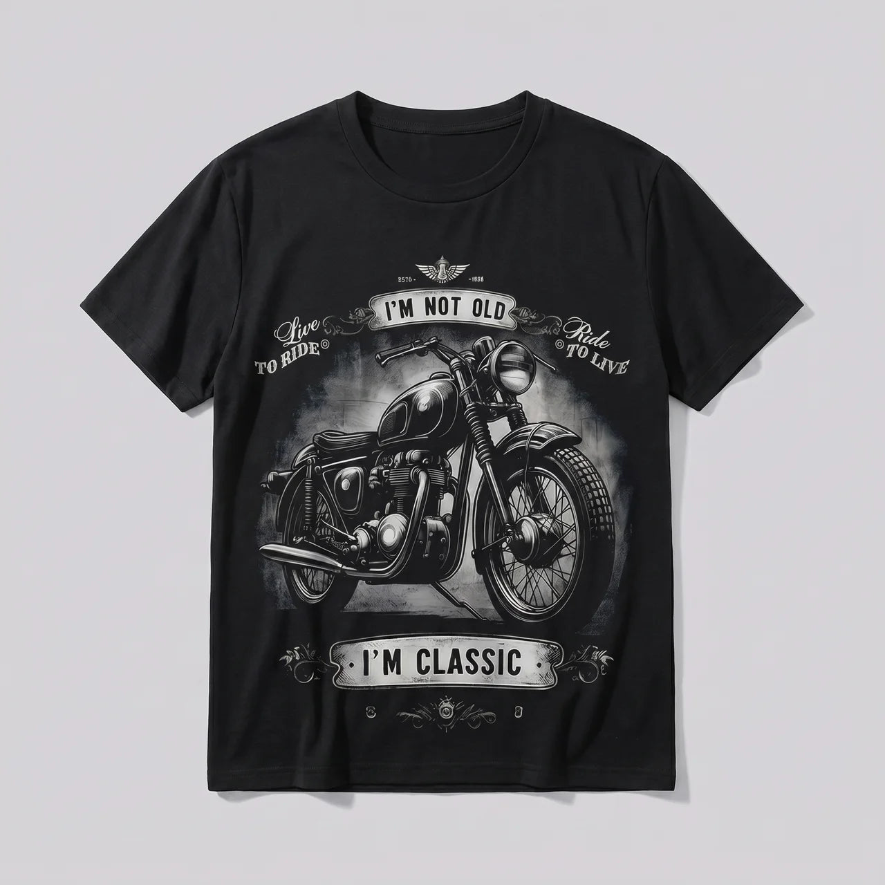 EKON Retro Rider Black Motorcycle T-Shirt