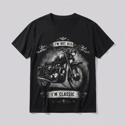 EKON Retro Rider Black Motorcycle T-Shirt